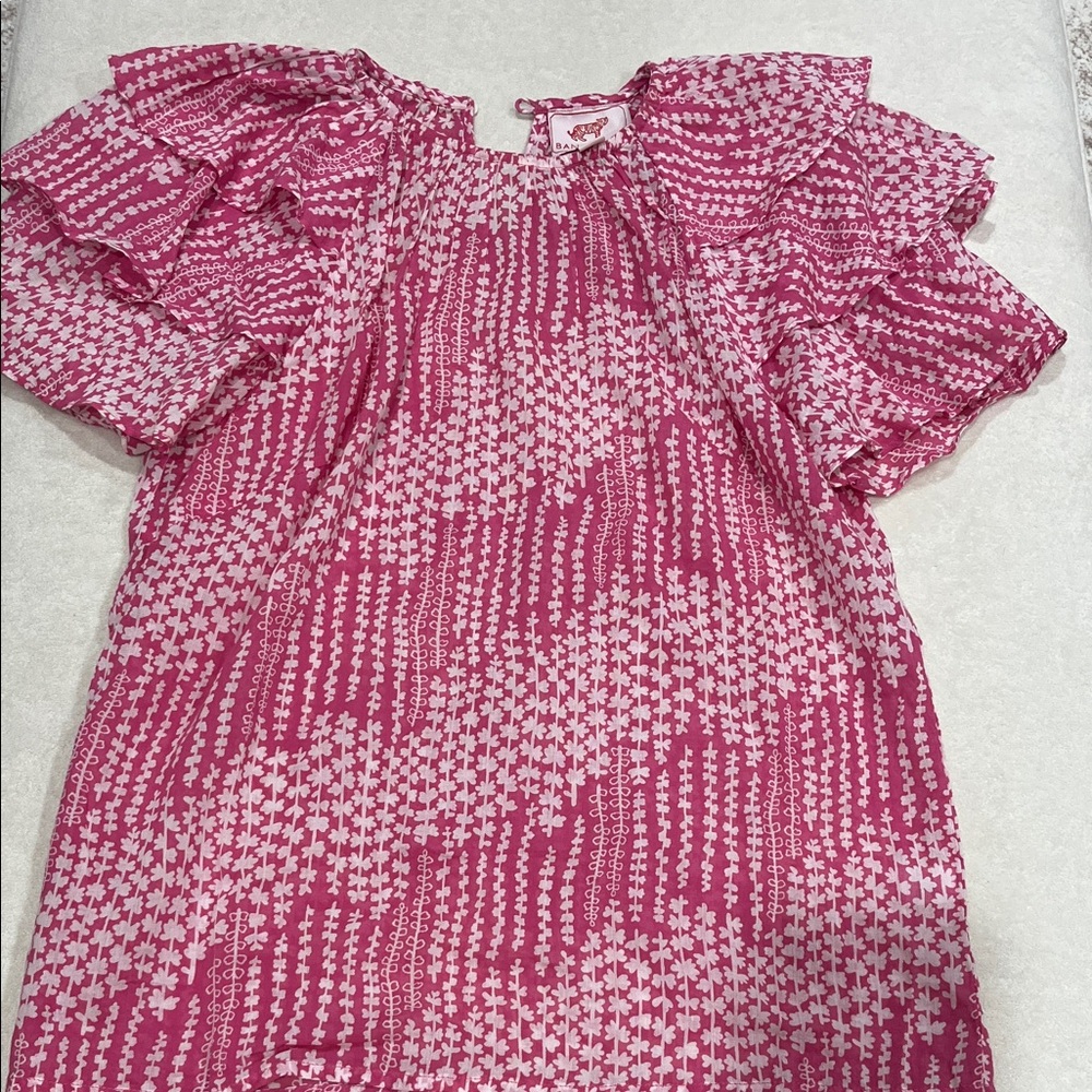 Banjanan Pink and White Floral Stripe Tank